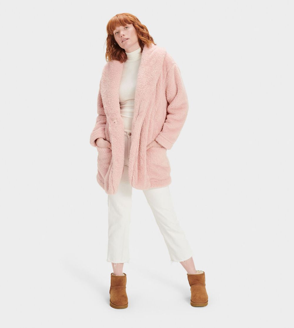 Ugg Annona Sherpa Travel - Womens Cardigans - Rose - NZ (6324DMPSQ)